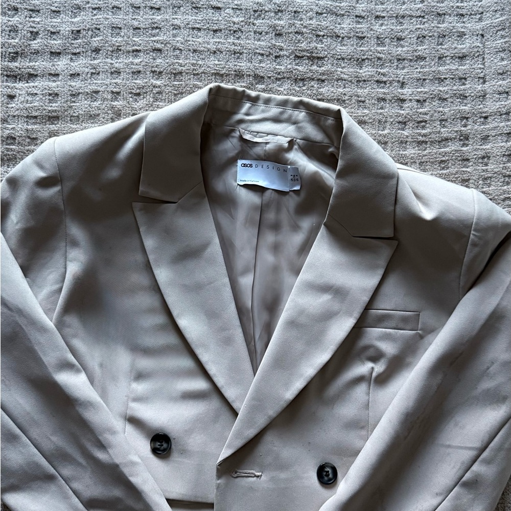 Asos Beige Double-Breasted Blazer